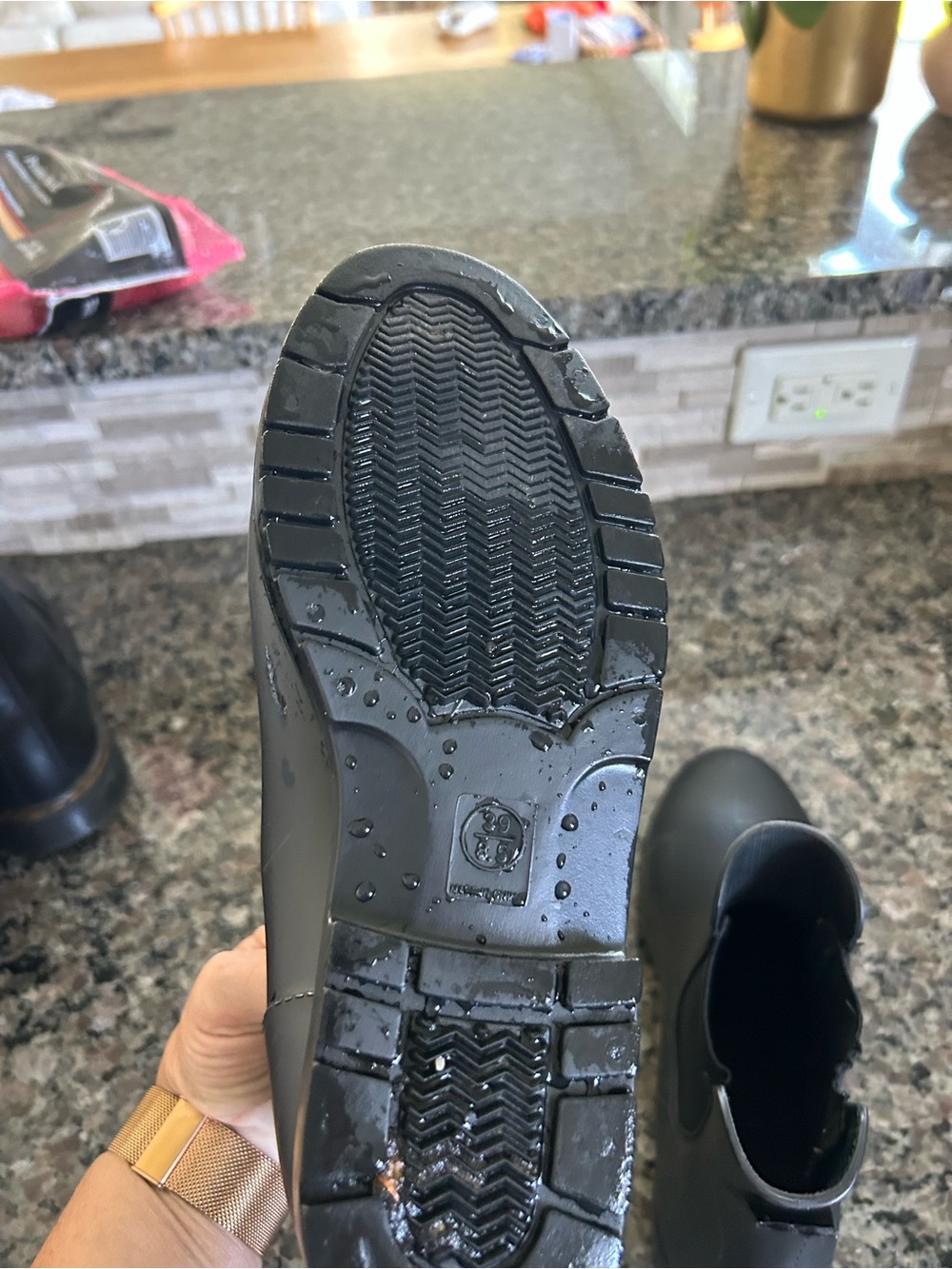 Women Black Chelsea Rain Boots - Picture 5 of 5